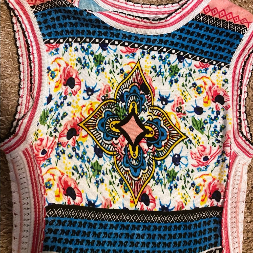 Venus Sleeveless Sweater Dress XS Floral Bodycon Can fit a small lots of stretch - Picture 7 of 10